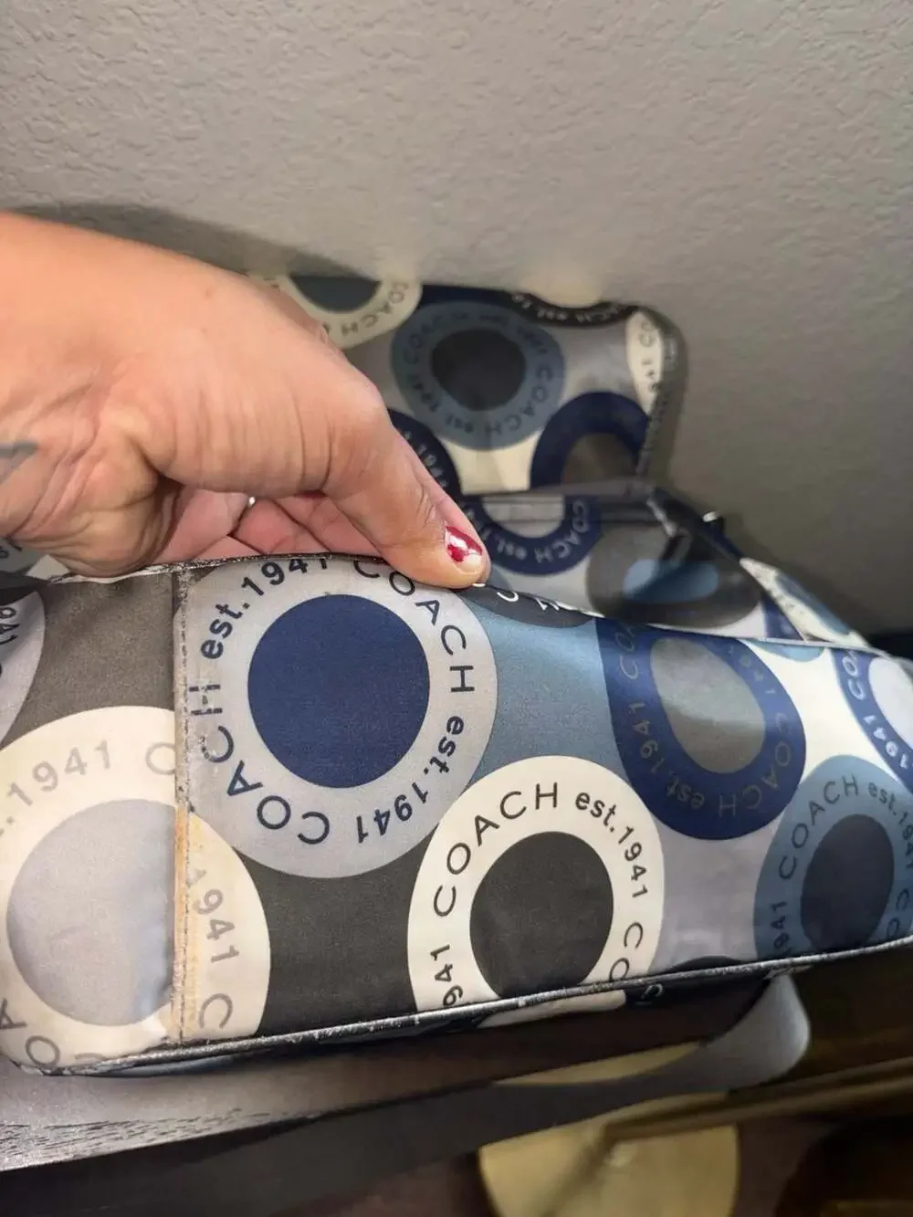 Coach Signature Snaphead F18377 Blue Diaper Messenger Bag